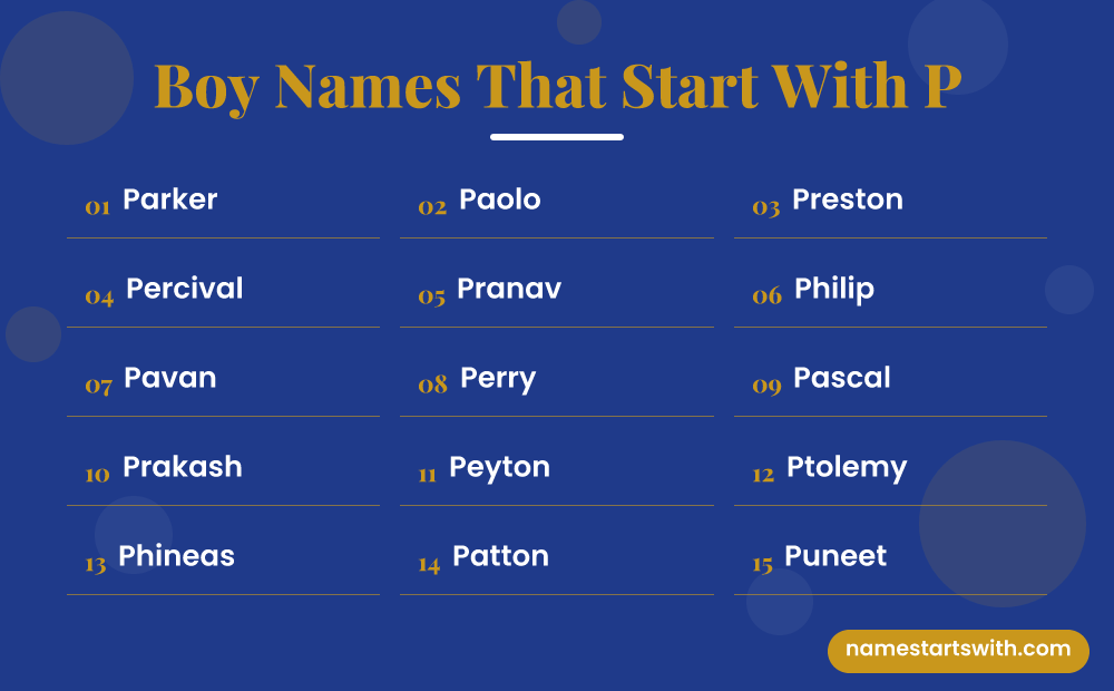 Boy Names That Start With P: Parker, Paolo, Preston, Percival, Pranav, Philip and more